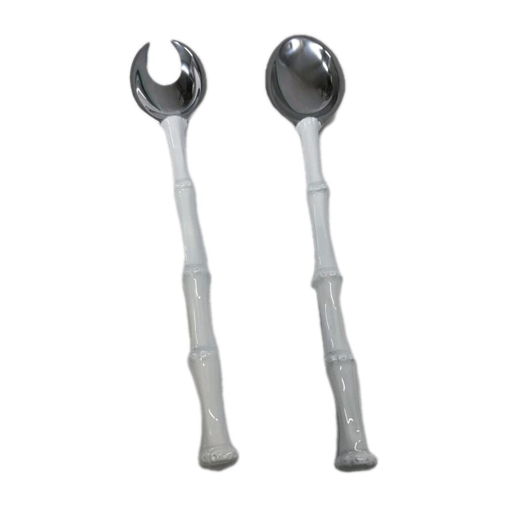 Mariposa Bamboo Salad Servers White Brand New